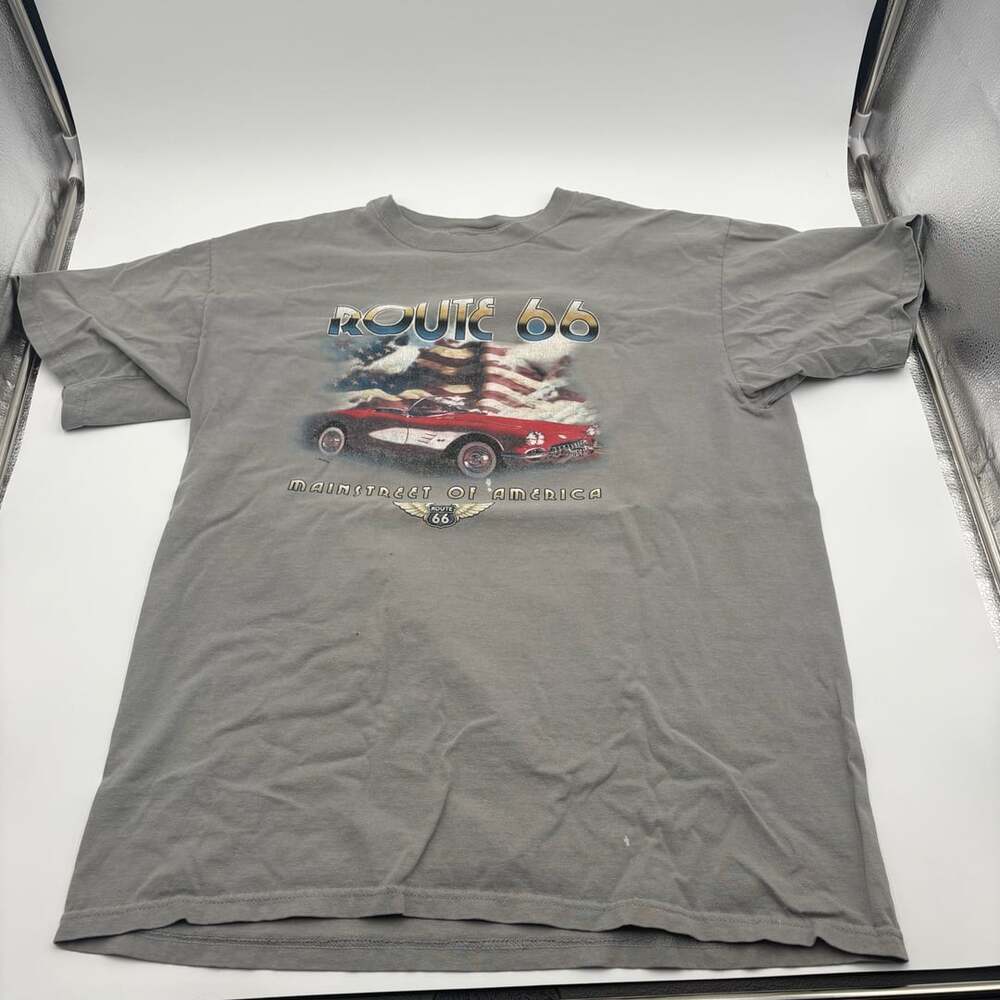 Anvil Route 66 Graphic T-Shirt Size L Gray Mainstreet Of America